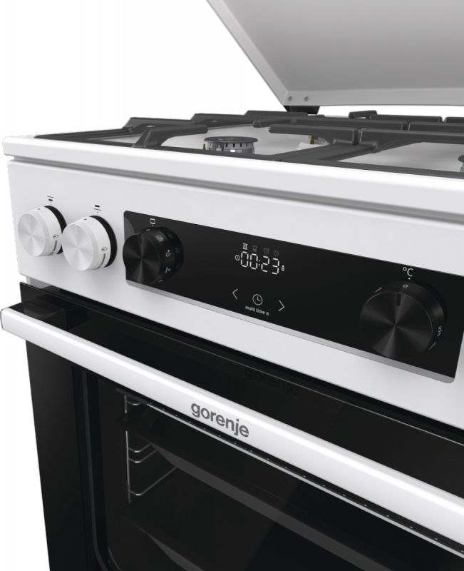 Плита Gorenje комбінована, 71л, 60x60см, дисплей, IconLed, чавун, білий
