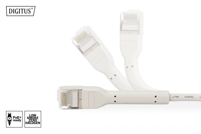 Патч-корд DIGITUS CAT 6a S-FTP, 0.5м, AWG 32/7, Cu, TPE-LSZH, гнучкий, сірий