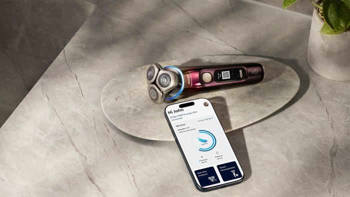 Бритва електр. Philips Series i9000 Prestige Ultra,  бритв.головок-3, Li-Ion, сух.+волог., індикатор заряду, твердий чохол, картридж для чищення, фіолетовий