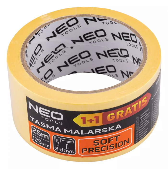 Стрічка малярна Neo Tools, 25мх25мм, жовтий  набір 2шт