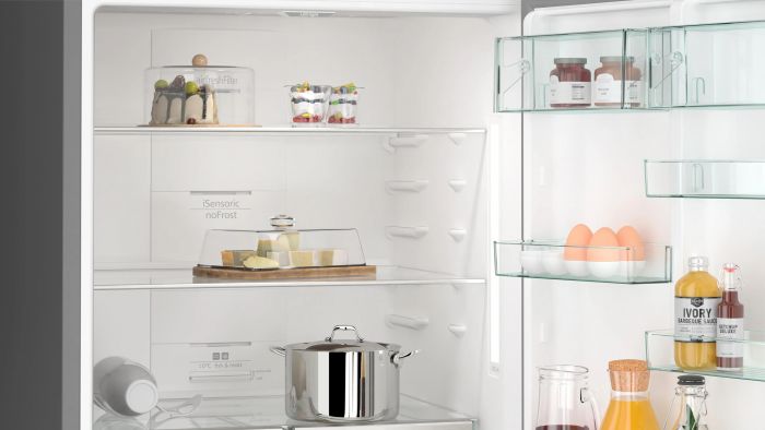 Холодильник Siemens з нижн. мороз., 186x75x80, xолод.відд.-406л, мороз.відд.-120л, 2дв., E, NF, чорна нержавіюча сталь