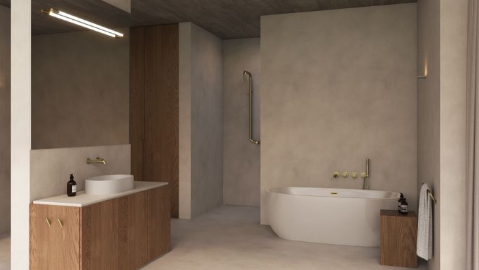 Душова система Deante Silia зі змішувачем для душу, душ - верхній душ, лійка, кріпл. - на стійці, брашоване золото