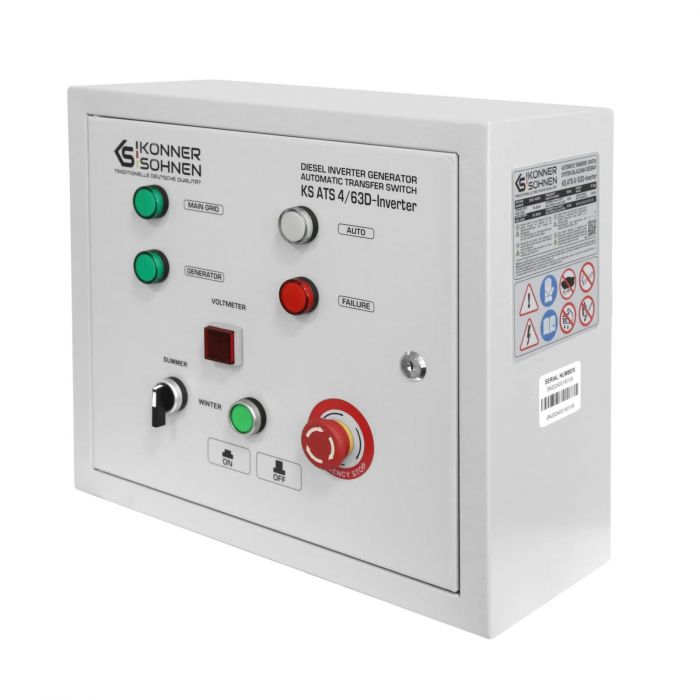 Блок автоматичного введення резерву Konner&Sohnen KS ATS 4/63D-Inverter, 230/400В, 230В 14,5кВт, 63А, 400В 41,5кВт, IP21, 9,3кг
