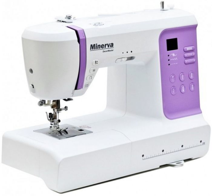 Швейна машина МINERVA DecorMaster , комп'ютерна, 70Вт, 80 шв.оп., петля автомат, білий +фіолетовий