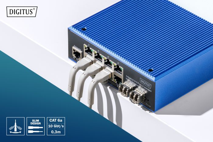 Патч-корд DIGITUS CAT 6a S-FTP, 1м, AWG 32/7, Cu, TPE-LSZH, гнучкий, сірий