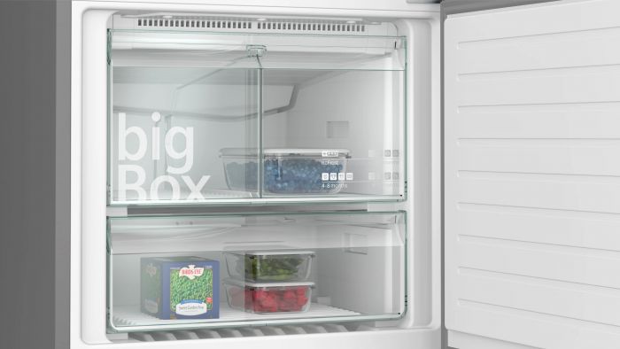 Холодильник Siemens з нижн. мороз., 186x75x80, xолод.відд.-406л, мороз.відд.-120л, 2дв., E, NF, чорна нержавіюча сталь