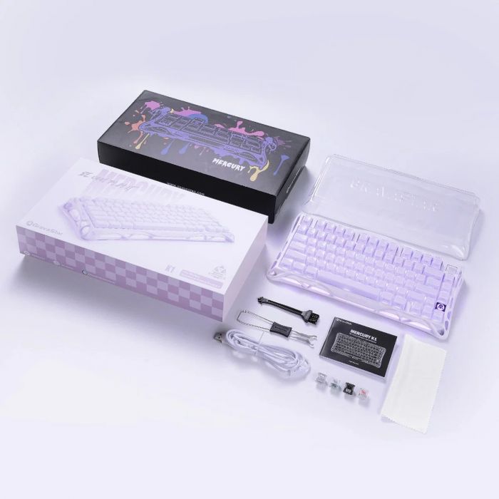 Клавіатура механічна GravaStar Mercury K1 80keys, GravaStar x Kailh Cheery Pink, EN, BT/WL/USB, Lavender Purple