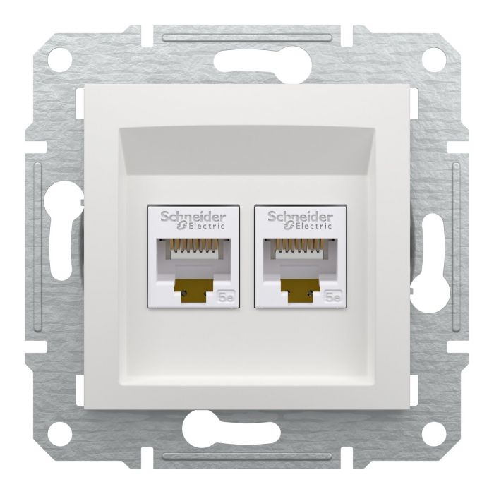 Розетка подвійна комп'ютерна RJ45 Schneider Electric, Asfora (білий, без рамки)
