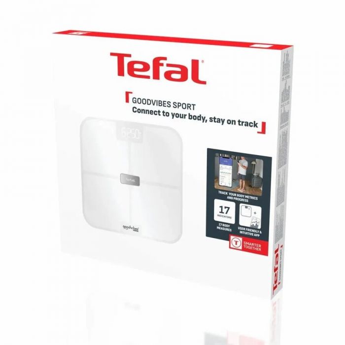Ваги Tefal підлогові Goodvibes Sport, 200кг, Bluetooth, AAAx4 в комплекті, скло, білий