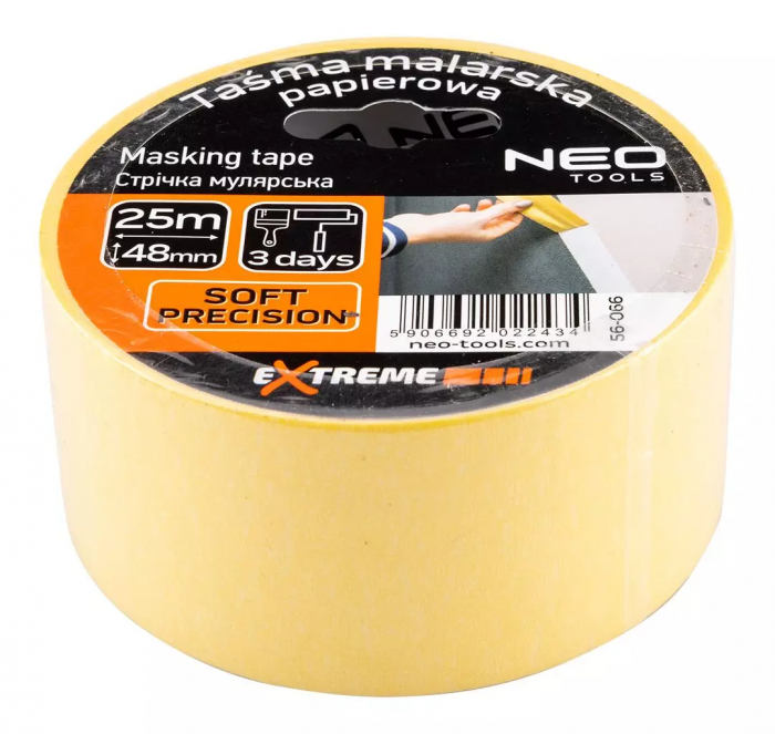 Стрічка малярна Neo Tools, 25мх48мм, жовтий