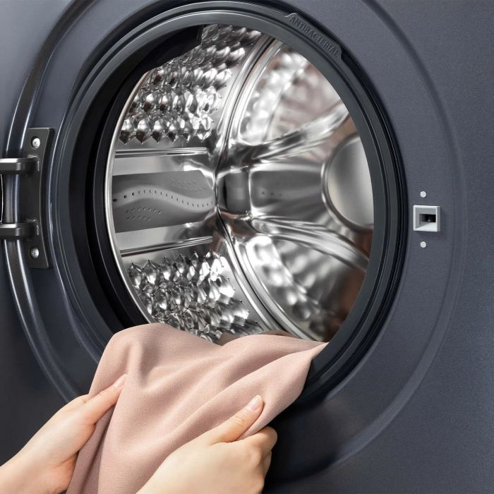 Пральна машина TCL фронтальна, 9кг, 1400, A, 57см, дисплей, пара, інвертор, сірий