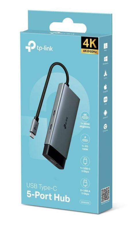 Хаб USB TP-LINK UH5020C USB-C > 2xUSB3.0/1xUSB-C/1xHDMI/1xPD 100Wh