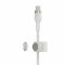 Кабель Belkin USB-C > USB-C заряджання/синхронізації 60Вт PD, 1м, плетений, силіконовий, з ремінцем на магніті, білий