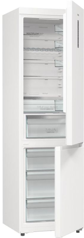 Холодильник з нижн. мороз. камерою Gorenje, 203х66х60см, 2 двері, 283(130)л, А+, Total NF, Зона св-ті, Інвертор, Зовн. Дисп, Wi-Fi, білий