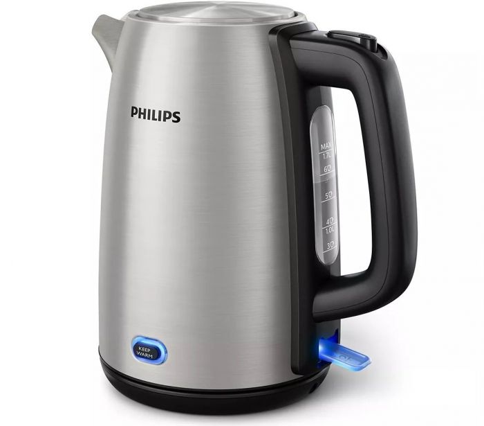 Електрочайник Philips Viva Collection 1.7л, LED підсвітка, сріблясто-чорний