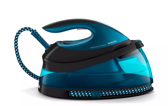 Праска-парогенератор Philips PerfectCare Compact, 2400Вт, 1500мл, паровий удар -420гр, постійна пара - 120гр, керам. підошва, синій