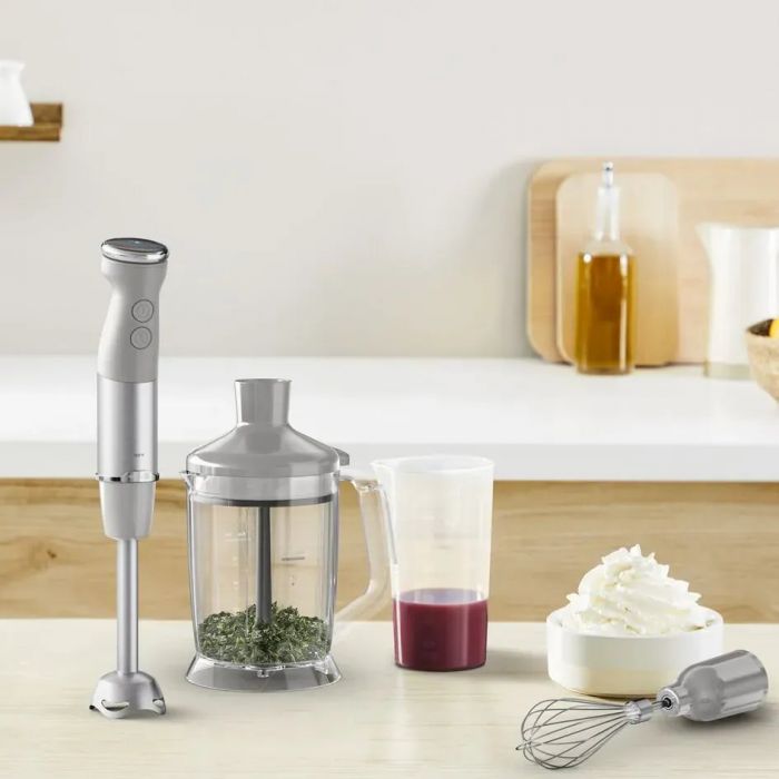 Блендер Tefal заглибний Quickchef+ 1000Вт, 3в1, чаша-800мл, чопер-1000мл, турборежим, сріблясто-сірий