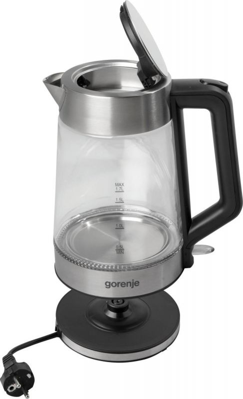 Електрочайник Gorenje 1.7л, 2,200 Вт, strix контроль, скло, нерж