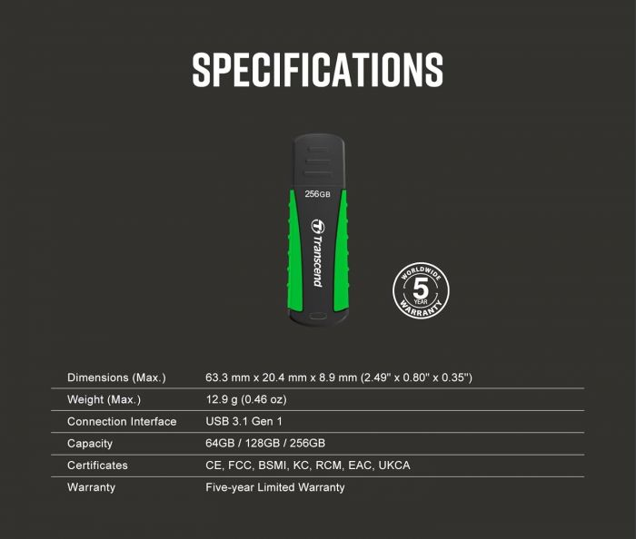 Накопичувач Transcend 128GB USB 3.1 Type-A JetFlash 810 Rugged