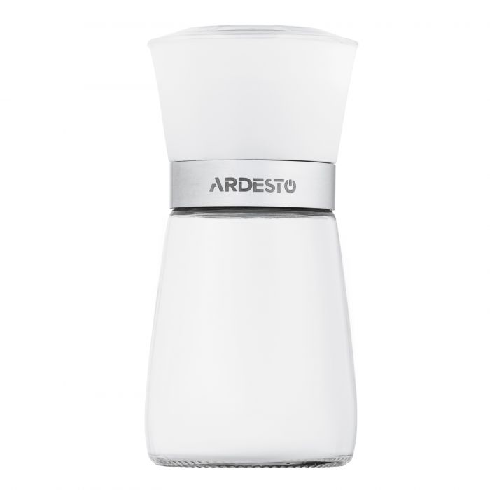 Млинок для солі та перцю Ardesto Gemini, 180мл, скло, нержавіюча сталь, прозорий
