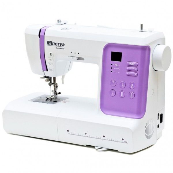 Швейна машина МINERVA DecorMaster , комп'ютерна, 70Вт, 80 шв.оп., петля автомат, білий +фіолетовий
