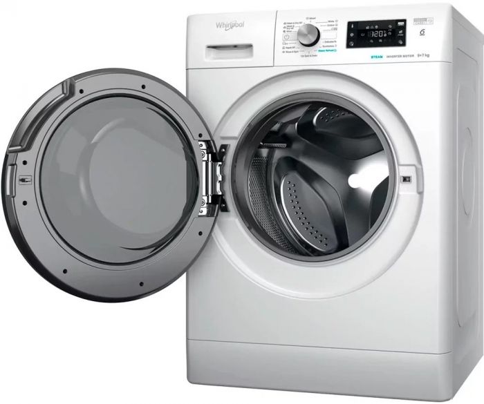 Прально-сушильна машина Whirlpool фронтальна, 9(7)кг, 1600, A, 60см, дисплей, пара, інвертор, білий