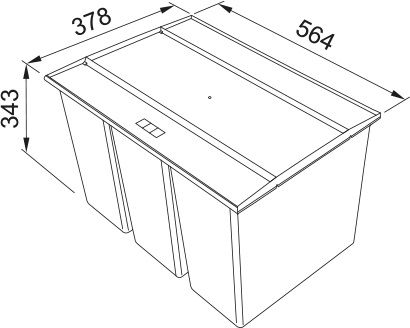 Сортер для сміття Franke Easysort 600-3-0, 3 x 14.5 л, кришка,  чорний пластик