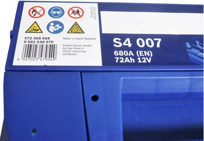 Акумулятор Bosch S4 12В 72А·год 680А R+ (0 092 S40 070)