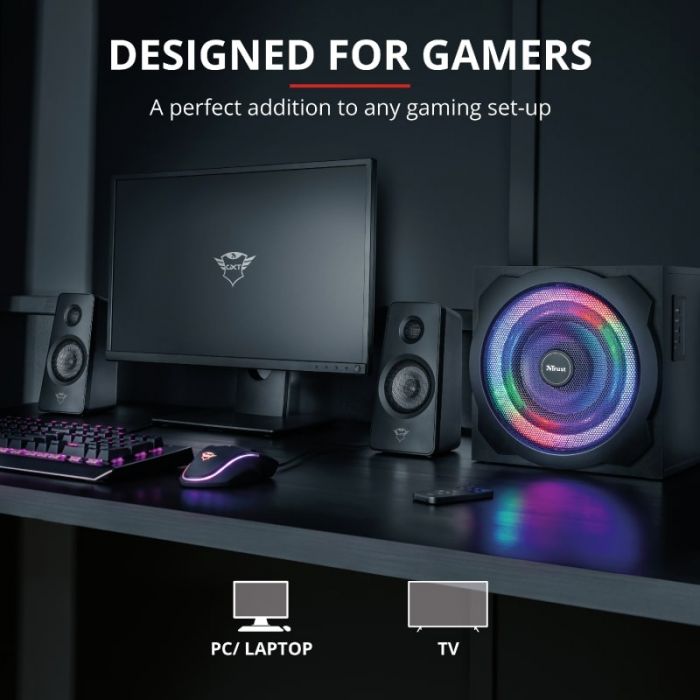 Акустична система Trust GXT 629 Tytan 2.1, 60Вт, AUX, RGB, чорний