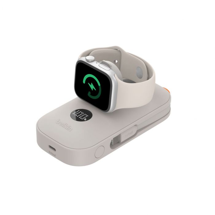 Акумулятор портативний літій-іонний Power Bank Belkin 10000мА·год, 45Вт, з інтегрованим кабелем USB-C, Apple Watch Charger