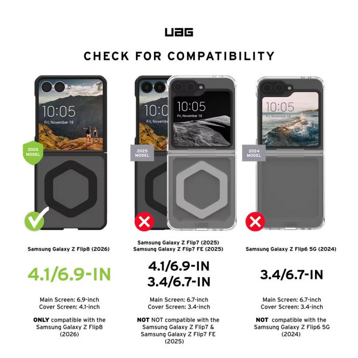 Чохол UAG для Samsung Galaxy Z Flip 8, Mouve with Magnet, Ash