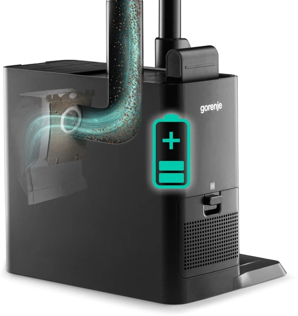 Пилосос Gorenje бездротовий, 190Вт, конт пил -0.6л, автон. робота до 60хв, HEPA, підсвічування, індикатор, турбощітка, антрацит