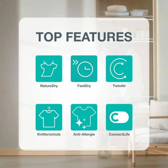 Сушильна машина Gorenje тепловий насос, 9кг, A++, 60см, дисплей, 15 програм, Wi-Fi, білий