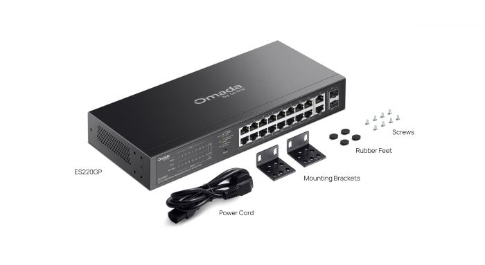 Комутатор TP-LINK ES220GP  18xGE (16xPoE), 250W, 2xSFP, WebSmart