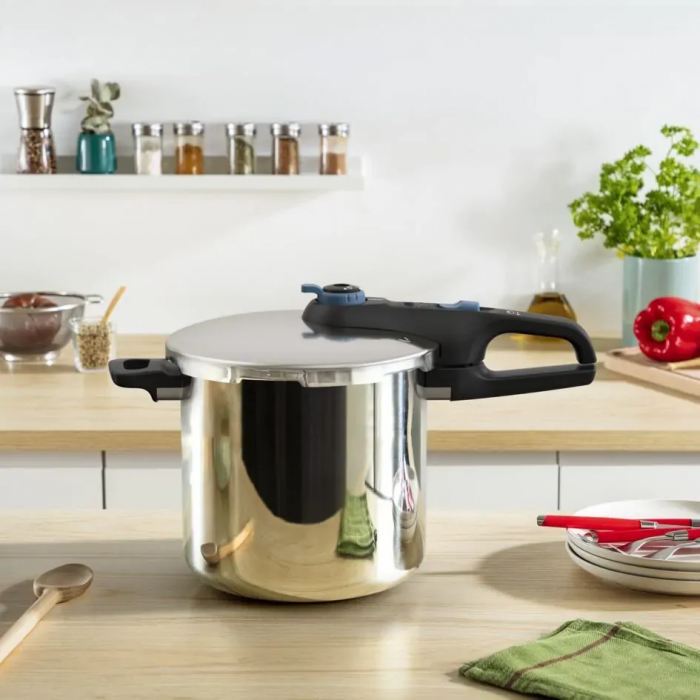 Скороварка Tefal Secure Trendy, 6л, з паровим кошиком, нержавіюча сталь, пластик