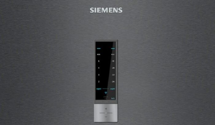 Холодильник Siemens з нижн. мороз., 203x70x67, xолод.відд.-330л, мороз.відд.-105л, 2дв., А++, NF, дисплей, графіт