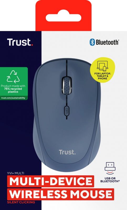 Миша Trust Yvi+ Compact Multi-Device, WL/BT/USB-A, синій