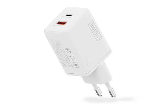 Зарядний пристрій DIGITUS GaN 1хUSB-C, 1хUSB-A, 45W