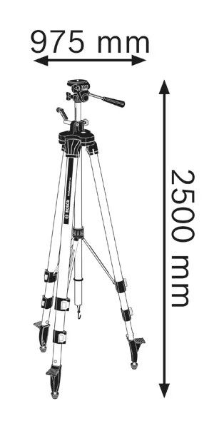 Штатив Bosch Professional BT250 для оптичних нівелірів, 1/4", 97.5-250см, 3.4кг