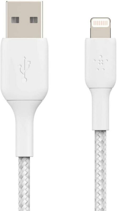 Кабель Belkin USB-A > Lightning заряджання/синхронізації 12Вт, 2м, плетений, білий