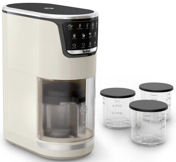 Морозивниця Tefal Dolci, чаша-3х0.5 л, 10 програм, автоматична, бежевий