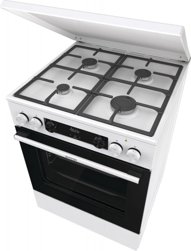 Плита Gorenje комбінована, 71л, 60x60см, дисплей, IconLed, чавун, білий
