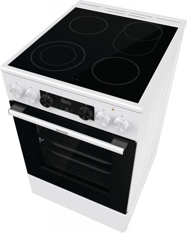 Плита Gorenje електрична склокерамічна, 70л, 50x60см, дисплей, приготування з паром, програматор, білий