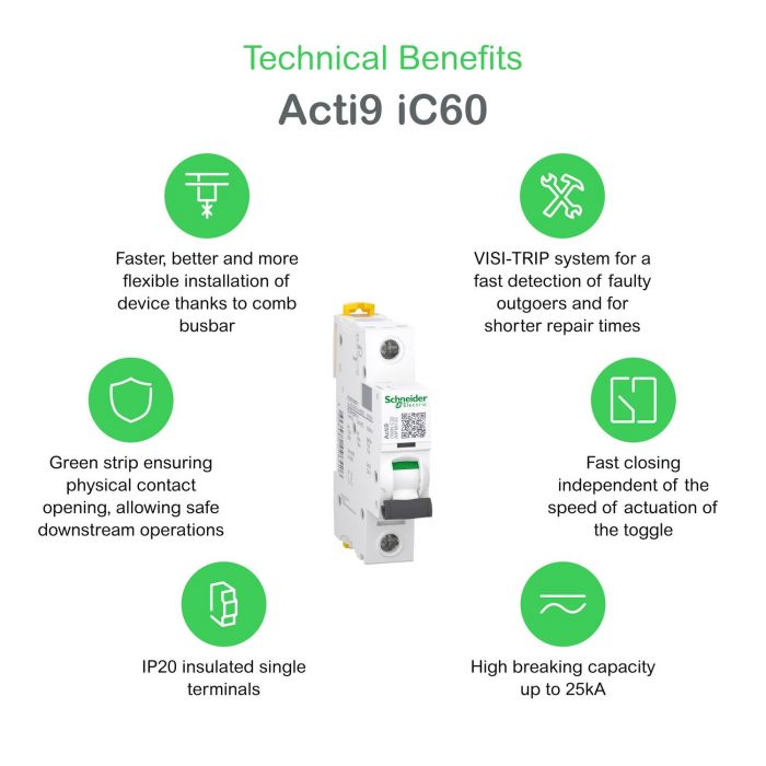 Автоматичний вимикач Schneider Electric, IC60N 1P C 25A (6kA)