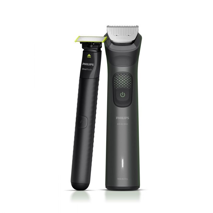 Тример Philips Series 9000, для обличчя, голови, тіла, акум., насадок-15, OneBlade в компл., сталь, сірий
