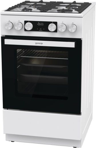 Плита Gorenje газова, 67л, 50x60см, дисплей, IconLed, чавун, білий