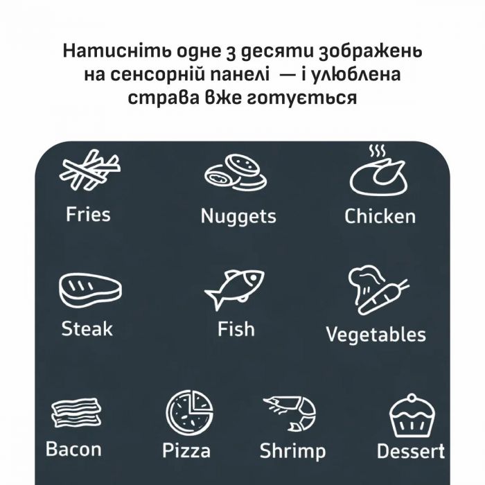 Мультипіч Tefal Easy Fry Max, 1500Вт, чаша-5л, сенсорне керув., 10 програм, пластик, білий