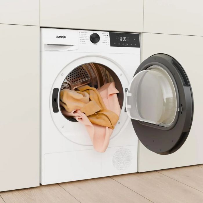 Сушильна машина Gorenje тепловий насос, 8кг, A++, 60см, дисплей, 15 програм, білий