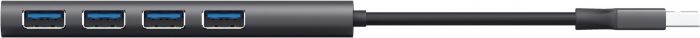 Хаб Trust Halyx USB-A > 4xUSB-А 3.2, Алюміній, 0.1м, Сірий