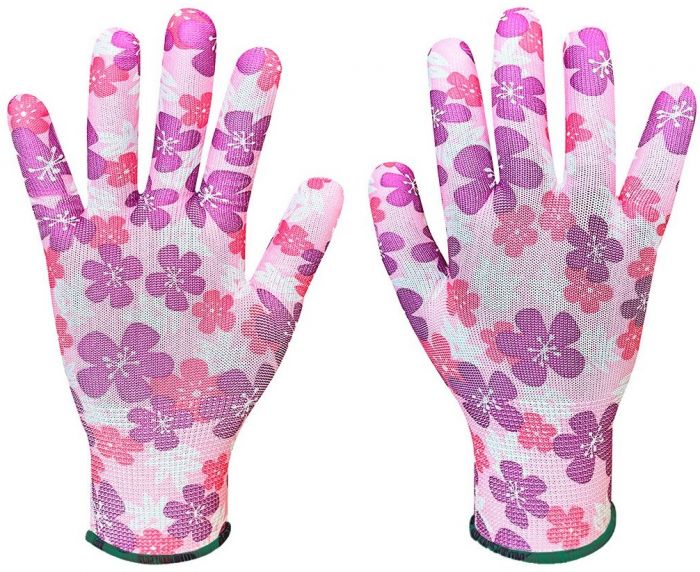 Рукавички робочі Verto, поліестер, р.8, рожевий в квіточку
